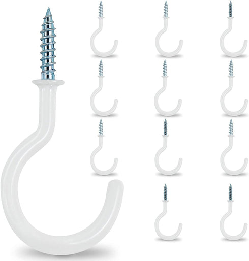 HULISEN 2.9" Large Ceiling Hooks, 12 Pcs Heavy Duty Screw-in Wall Hooks, Vinyl Coated Sturdy Screw Cup Hook for Hanging Plants, Mugs, Wind Chimes,...