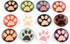 Craftdady 50Pcs Dog Pet Paw Printed Flatback Glass Cartoon Cabochons 12mm Half Round Cameo Glass Dome Cabochons Mixed Colors for Craft Photo Jewel...
