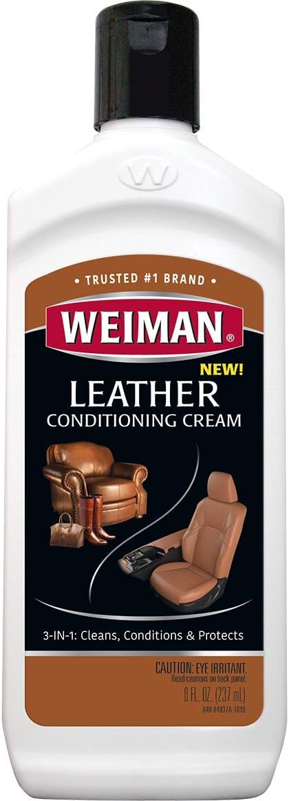 Weiman 3 in 1 Deep Leather Cleaner & Conditioner Cream - Restores Leather Surfaces - Use on Leather Furniture, Car Seats, Shoes, Bags, Jackets, Sa...