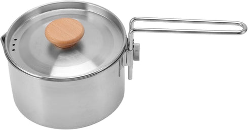 Camping Tea Pot, 1L Resistance Stainless Steel Multifunction Outdoor Kettle with Lid and Removable Handle for Hiking...