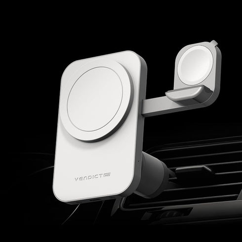 Korea Magsafe Wireless Car Charger Mount, magCombo 15W Fast Charging 2-in-1 for iPhone/Apple Watch car Accessories...