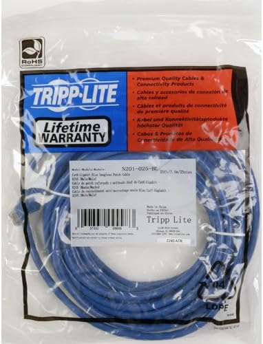 Tripp Lite Cat6 Gigabit Snagless Molded Patch Cable (RJ45 M/M) - Blue, 7-ft.(N201-007-BL)...