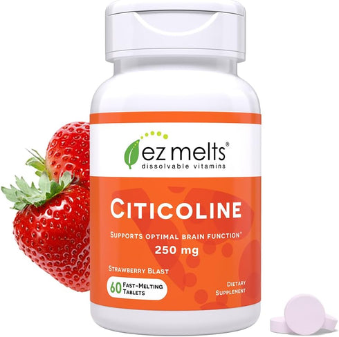 EZ Melts Dissolvable Citicoline Supplement 250 mg, Sugar-Free, 2-Month Supply...
