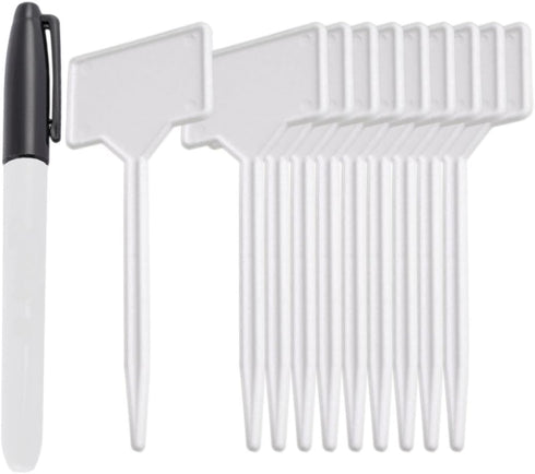 Set of 20 White Tee Garden Markers and Permanent Markers - Perfect for Your Garden This Spring...