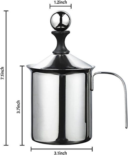14-Ounce Stainless Steel Manual Milk Foamer, Hand Pump Coffee Milk Frothing Pitchers with Filter Screen For Cappuccino Coffee Latte Hot Chocolate...