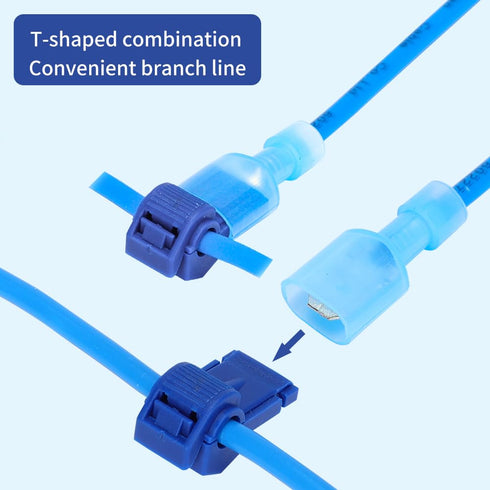 200PCS/100 Pairs T-Tap Quick Splice Disconnect Wire Terminals Spade Wire Connectors Bule 16-14 AWG Male Female Fully Insulated Electrical Automoti...