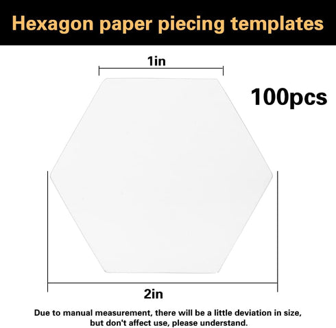 100 Count Paper Piecing Paper Paper Piecing Shapes Hexagon Paper Piecing Templates Quilting Templates for Use in Quilting, Sewing, and Craft Proje...