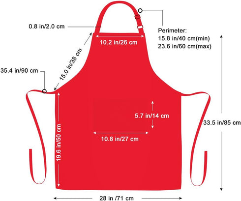 2 Pack 100% Cotton Aprons with 2 Pockets Cooking Chef Kitchen Adjustable Bib Apron for Women Men, Red...