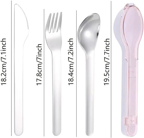 Travel Cutlery Set with Case Portable Silverware Utensils Set,ABS cutlery box, spoon and forkReusable Flatware Set Cutlery Set for Camping Picnic ...