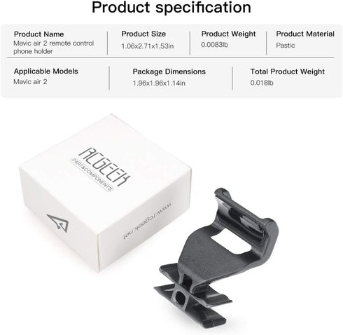 RCGEEK Cellphone Clip Mount Holder Extender Kit Compatible with DJI Air 3 / Mini 3 Pro/Mini 2 / Air 2 2S / Mavic 3 Drone Controllers Removeable Ex...