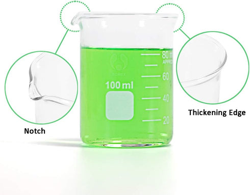 Glass Measuring Low Form Beaker Set Glass Graduated Beaker Set (50ml+100ml+250ml+400ml+600ml)...