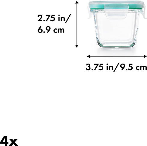 OXO Good Grips 4-Piece Smart Seal Leakproof Mini Glass AirtightContainer Set...