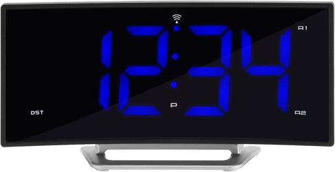 La Crosse Technology Curved Blue LED Atomic Dual Alarm Clock, 1.8 Inch (617-249)...