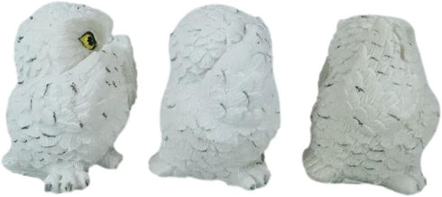 Ebros See Hear Speak No Evil Fat Baby White Owls Figurines Set of 3 Decor Wisdom of The Woods Nocturnal Snow Owl Bird Themed Chibi Owlets Collecti...