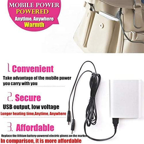 Women's & Men's USB Heated Gloves Mitten Winter Hands Warm Laptop Gloves, Knitting Hands Full & Half Heated Fingerless Heating Warmer Washable Des...