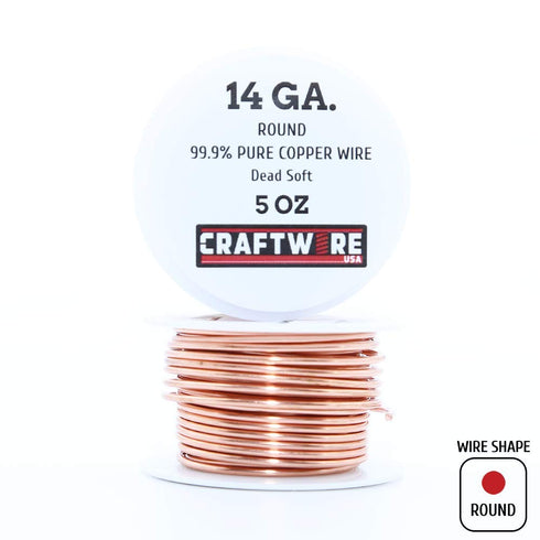 Solid Bare Copper Wire Round, Bright, Dead Soft, 28 Feet, 5OZ 14 Gauge (Choose 10 to 30 ga.)...