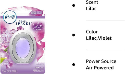 Febreze Small Spaces Air Freshener, Odor Eliminating, Lilac & Violet, Limited Ed, 1 Count...