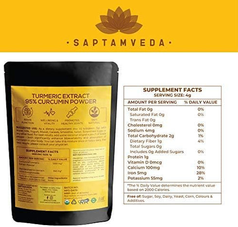 Premium Curcumin Turmeric Powder (1.7 Ounce) 50 Grams - Natural and Pure Antioxidant Superfood, Immunity Booster, Ayurvedic Haldi Extract with Res...
