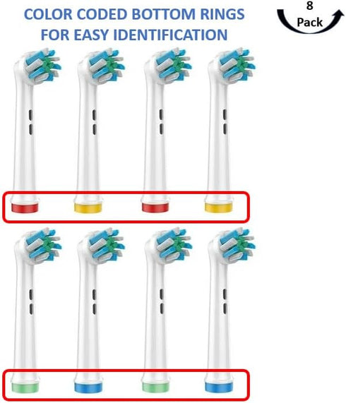 Electric Toothbrush Replacement Heads - Plaque Blast Pack of 8 - Superior Twisted Bristle Refills for Electric Toothbrushes - Family Oral Health E...