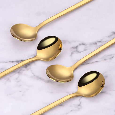 12 Pieces Mini Gold Spoons Stainless Steel Espresso Spoons, 5.24 Inch Demitasse Spoons for Sugar Dessert Cake Ice Cream Soup Antipasto Cappuccino ...