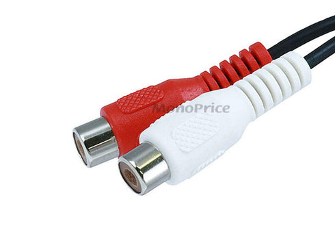 Monoprice Audio/Stereo Cable - Single RCA Plug to Dual RCA Jack, Mono Source to Stereo System, 0.5 Feet, Black...