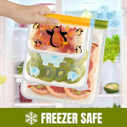Dishwasher Safe Reusable Freezer bags Storage Vegetable Bags -BPA Free Leakproof Food Storage Bags Reusable Silicone for Marinate Meats (12 packs)...