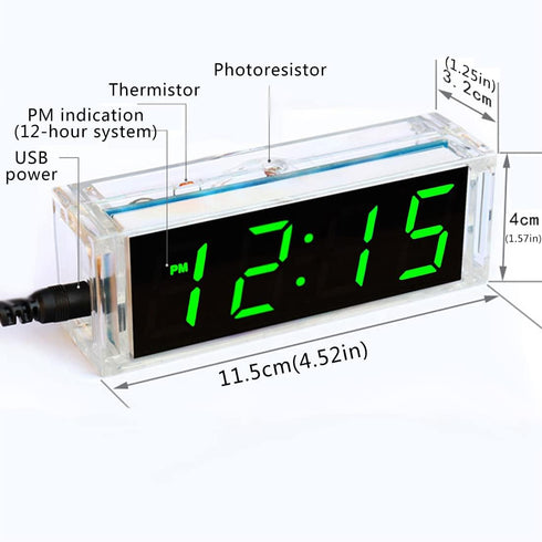 Gikfun 4-Digit LED Electronic Alarm Clock DIY Kits with Acrylic Shell Soldering Practice Learning Project EK1985-US......