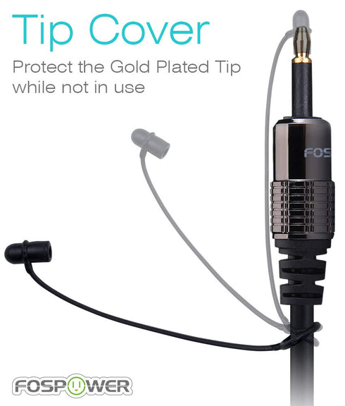 FosPower 24K Gold Plated Toslink to Mini Toslink Digital Optical S/PDIF Audio Cable with Metal Connectors & Strain-Relief PVC Jacket - 6ft...