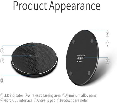 Wireless Charger 10W Fast Charge Aluminum Wireless Charging Pad Mat for iPhone 14 Pro Max/14 Plus/13 Pro/12/11/XS/XR/8, Samsung Galaxy S22/S21, No...
