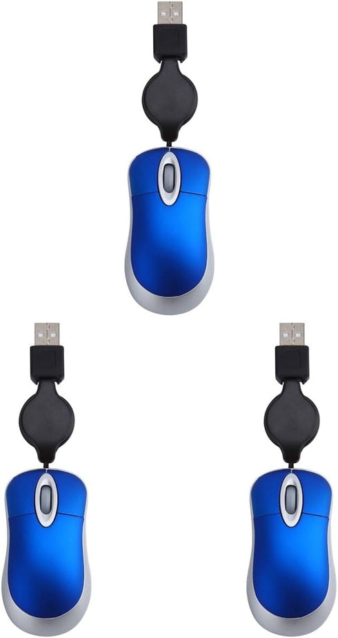Hemobllo Wired Mouse - 3 Pcs Retractable Mouse Corded Mouse Mini Mouse for Laptop Wired Computer Mouse Small Travel Mouse USB Optical Mouse Portab...