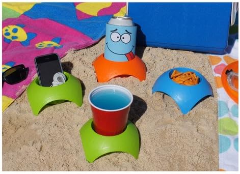 Set of 2 Turtleback Sand Coaster Cup Holder Blue and Lime Green...