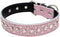 Rhinestones Dog Collar, Adjustable Sparkly Crystal Studded Genuine Leather Pet Dog Collar for Small and Medium Dogs (M, Pink)...
