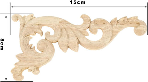 MUXSAM Wood Carved Appliques Onlays, 1-Pair Unpainted Small Wooden Carvings Decals Corner Decorative Plaques for Mirrors Walls Doors Bed Fireplace...