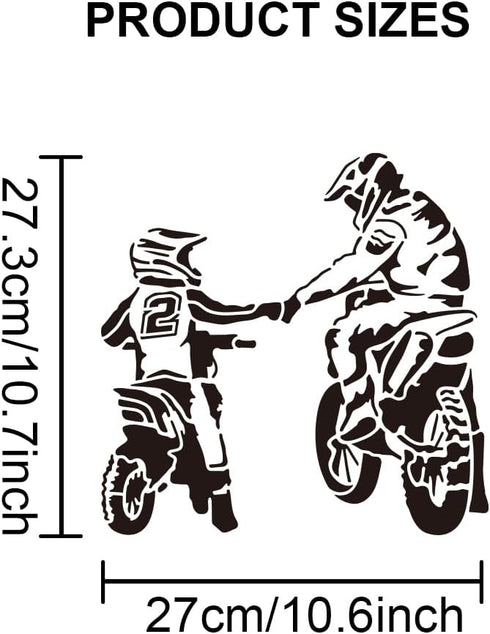 Father and Son Motorcycle off Road Stencil 11.8×11.8inch Large Family Autobikes Painting Stencils with Paint Brush Decorative Happy Father's Day T...