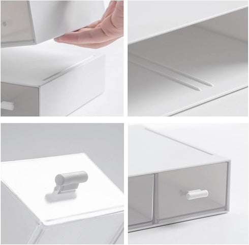 Desk Organizer-Stackable Storage Drawers, Desk Drawer Organizer Perfect For Collection Small Item/Cosmetic Office Supplies - 2 drawers (White)...