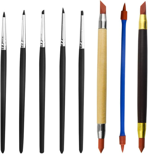 TOVOT 8PCS Rubber Tip Paint Brushes Two-Head Clay Shaper Tools Sculpture Carving Tools for Modeling Craving Shaping...