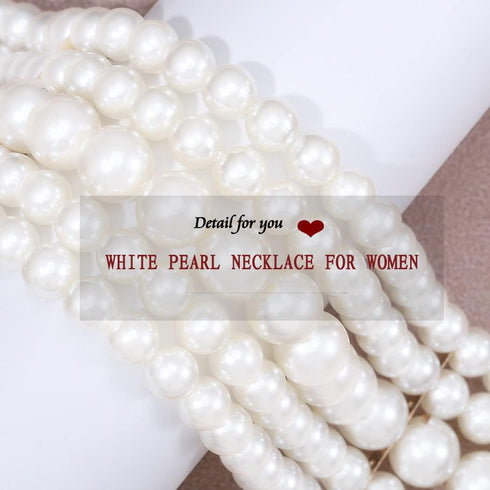 Aukmla Layered Pearl Choker Necklace Earrings Set Silver Short 1920s Chunky Necklaces Chain Wedding Jewelry Sets for Women...