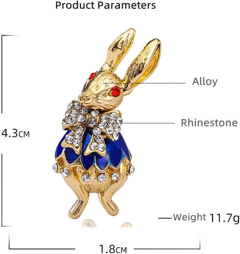 Rhinestone Bow Rabbit Brooch Pin for Women Girls Men Gold Plated Fashion Cute Crystal Bow Enamel Cartoon Bunny Gentleman Brooches Lapel Pins Lucky...