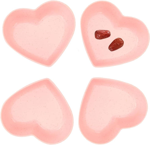 Pink Heart Bowl Heart Shaped Candy Bowl Set 4Pcs Ideal Valentine's Day Present Pink Cute Plastic Bowls for Blending Salad Soup Snacks and Desserts...