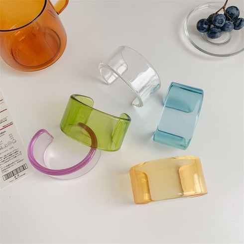 Pingyongchang Acrylic Cuff Bangle Bracelets for Women Chunky Bracelets for Women Colorful Wide Irregular Resin Wristbands Retro Wide Geometric Pla...
