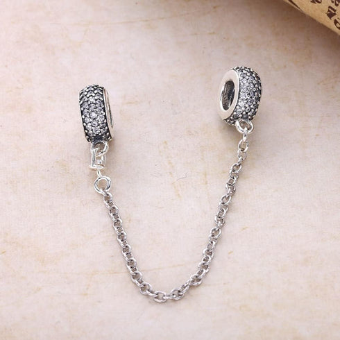 MagiDeal Heart Clasp Safety Chain Charm Plated Silver Clip Lock Stopper Charm Spacer Beads for Charms Bracelets (Crystal Safety Chain)...