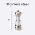 Olde Thompson Del Norte - 7" Stainless Steel Salt Mill - Pre-filled with Sea Salt Crystals, Fully Adjustable Grinding Mechanism, Removable Top, Gr...