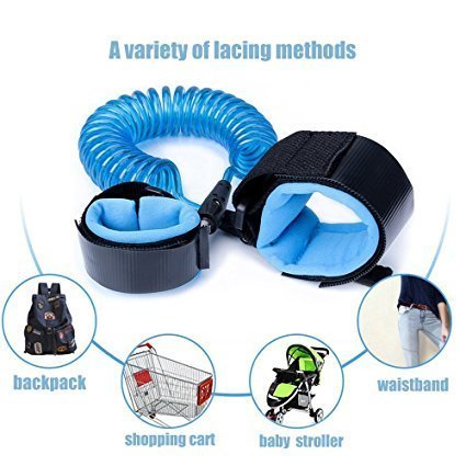 Anti Lost Safety Wrist Link Child Safety Harness Strap Rope Leash Walking Hand Belt Band Wristband(1.5m Blue)...
