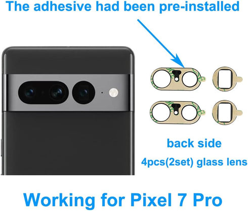 4 Pieces OEM Original Rear Back Camera Glass Lens Replacement for Google Pixel 7 Pro with Adhesive Pre-Installed and Repair Tools Kit and Installa...