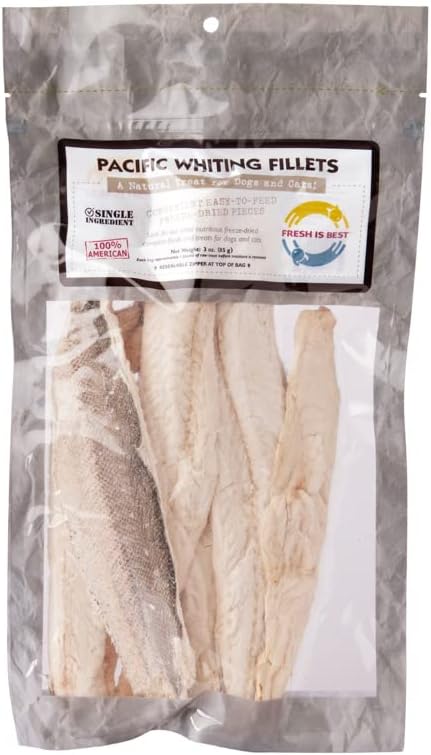 Fresh Is Best - Freeze Dried Healthy Raw Meat Treats for Dogs & Cats - Pacific Whiting Fillets...