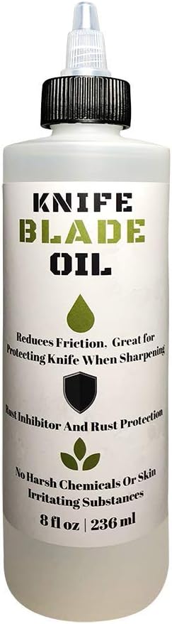Premium Knife Blade Oil & Honing Oil - 8 Oz - Custom Formulated Food Safe Oil Protects Carbon Steel Knives & Sharpening Stone Ready…...