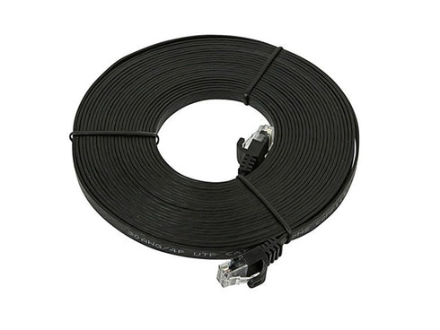 Monoprice Cat5e 25ft Black Flat Patch Cable UTP 30AWG 350MHz Pure Bare Copper Snagless RJ45 Flexboot Series Ethernet Cable...