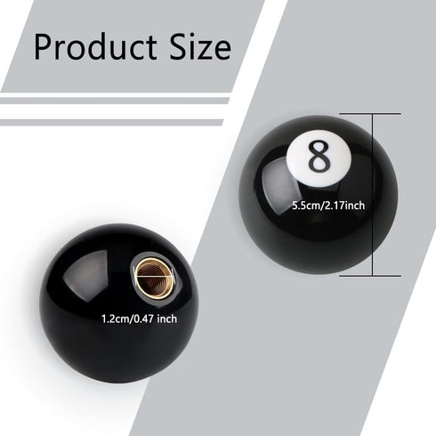ASUBHA Shift Knob Manual Gear, Black 8 Round Ball Gear Shift Knobs, 4 5 6 Speed Automatic Manual Shifter Knob with 3 Adapters, Universal Fits Manu...