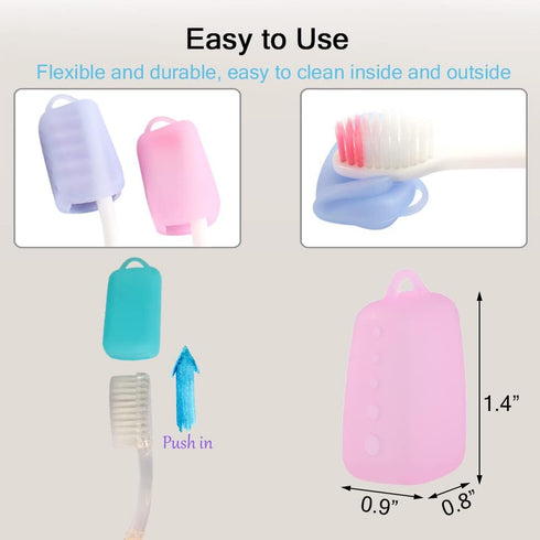 V-TOP Toothbrush Covers Caps, 10 Pack Toothbrush Head Cover for Travel, Silicone Portable Tooth Brush Protecter Cover Pod Case for Home and Outdoo...