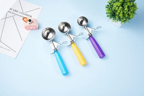 Ice Cream Scoop Set, 3 PCS Cookie Scoops, Disher, Muffin Scoops, Cupcake Scoop - #16 (2.7 oz), #20 (2 oz), #30 (1.25 oz), For Cookie, Ice Cream, M...